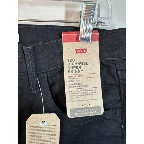 NEW/NWT Levi's 720 High Rise Super Skinny Jeans in Black Size 32 14 Medium - Picture 6 of 6